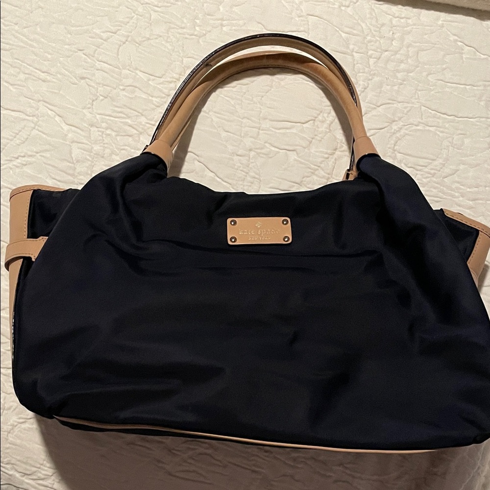 Kate SpadeNavy Tote with Tan Handles
